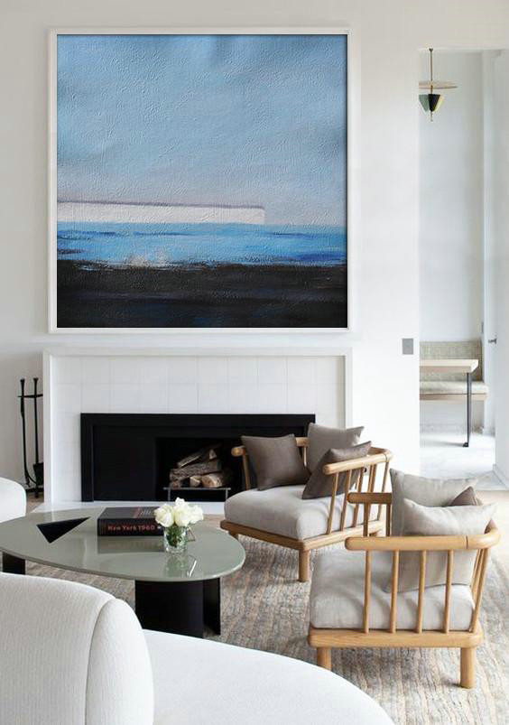 Large Abstract Art,Oversized Abstract Landscape Painting,Modern Paintings,Gray,Blue,Black.etc